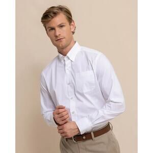 Southern Tide Charleston Overbrook White Performance Button Down Shirt Medium